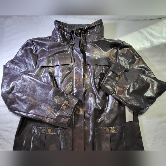 ZENERGY by CHICO'S Dark Brown Smooth Reptile Jacket - Size 3 or Size XL - Picture 3 of 6